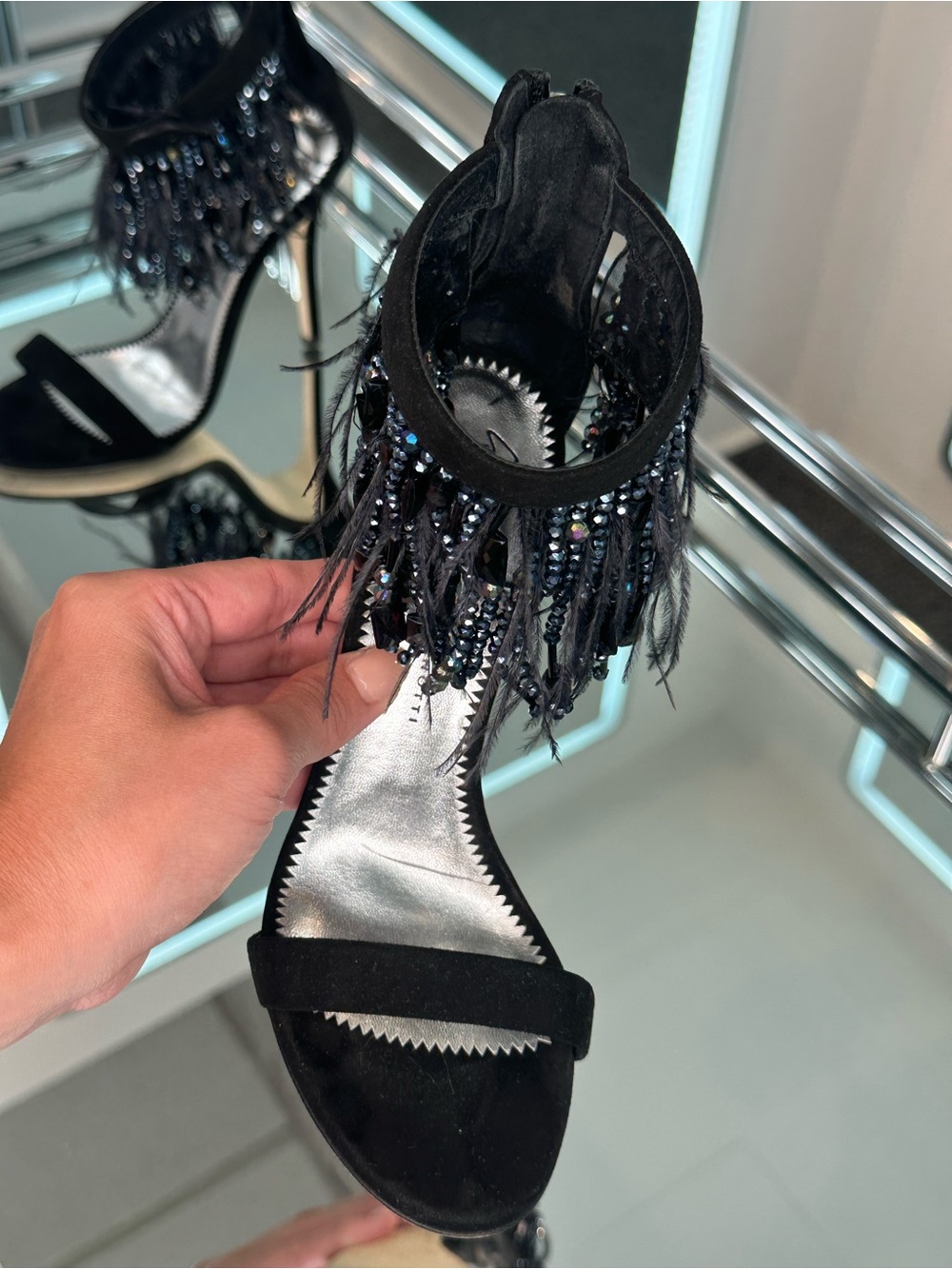 Giuseppe Zanotti Beau Feather Fringe Sandal - Picture 5 of 12